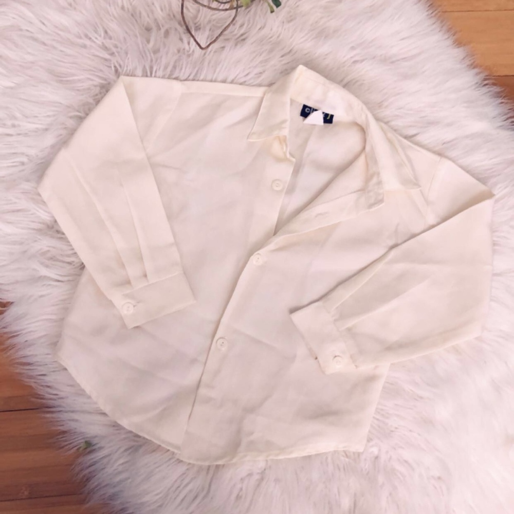 Click Button Up Dress Shirt Ivory Size 3-4